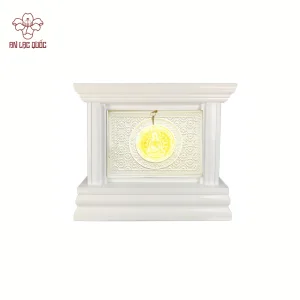 Hộc tro cốt dập nổi Viên Mãn (ở giữa có tượng Phật lưu ly) - dòng màu trắng loại một huyệt vị