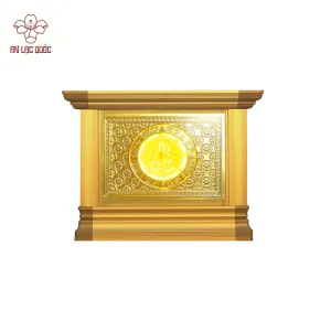 Hộc tro cốt dập nổi Viên Mãn (ở giữa có tượng Phật lưu ly) - dòng vàng kim loại một huyệt vị