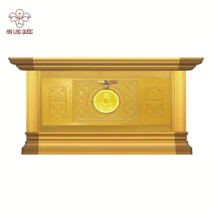 Hộc tro cốt dập nổi Viên Mãn (ở giữa có tượng Phật lưu ly) - dòng vàng kim loại 2 huyệt vị